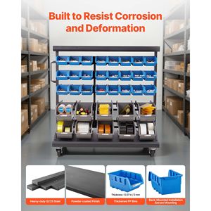 Carrello Portaoggetti a 5 Ripiani a Doppio Lato con 68 Contenitori, Armadietto Mobile per Attrezzi con Ruote, Organizzatore per Componenti a Doppio Lato - Product Image 5