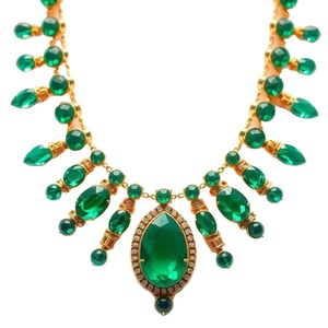 Geometric Vintage High Quality Waterproof Green Necklace Women's Jewelry <b>Set</b> Wholesale for <b>Girls</b> - Product Image 1