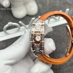 Charm Jewels Men's Luxury Stainless Steel <b>Watch</b> 42mm Rectangle <b>Case</b> Analog Sapphire Crystal Leather Band Fashion Design - Product Image 5