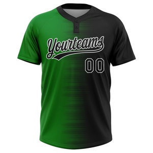 Camiseta de Béisbol Personalizada Verde y Negra para Hombre, Manga Corta, Cuello en V, Absorbe la Humedad, Nombre y Número del Equipo Sublimados - Product Image 2