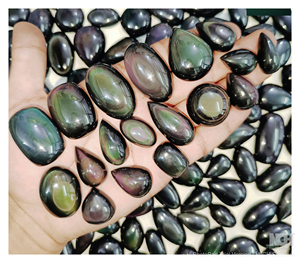 ออบซิเดียนสีรุ้งธรรมชาติทรงคาโบชอง รูปทรงผสมผสาน ขัดเงา สีรุ้งเหลือบ สำหรับทำเครื่องประดับ - Product Image 1