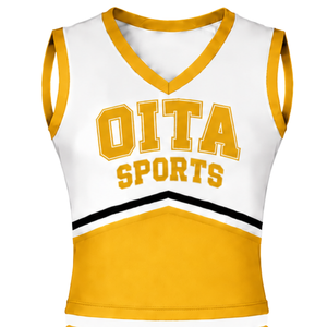 Ensemble d'uniformes de cheerleading jaune doré, haut sans manches à col en V, jupe plissée, tenue de danse pour équipe sportive, entraînement, vêtements de sport - Product Image 3