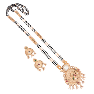 JeweleMarket Traditional Pota Stone and Black Beads Mangalsutra Fine Beaded <b>Necklaces</b> 10575725PGR - Product Image 2