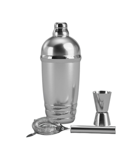 Ensemble de shakers Boston miniatures en acier inoxydable et cuivre martelé, outil de bar, shaker à cocktails avec finition argentée, matériau métallique - Product Image 1