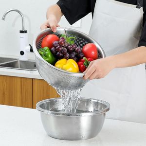Ciotola di Alta Qualità in Acciaio Inox 304 da 2QT con Filtro Microporoso per Lavare Verdure, Frutta e Riso - Product Image 3