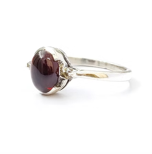 Natural Oval <b>Garnet</b> Minimalist <b>Ring</b> Crafted In 925 Sterling Silver Wearable Any Occasion Daily Wear - Product Image 2