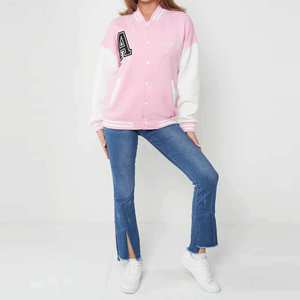 Wholesale Women Varsity Jacket Fashion Baseball Letterman <b>Coat</b> with Custom Logo Casual College Style Jacket For Streetwear - Product Image 5