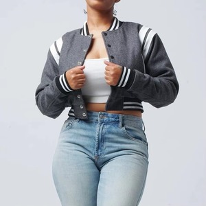 Blouson universitaire personnalisé pour femme, style baseball, coupe classique, pour lycéenne, OEM, teint uni, coupe-vent, en coton, écologique, séchage rapide - Product Image 1