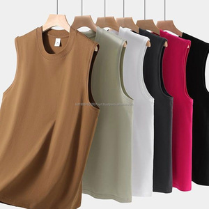 Débardeurs pour hommes grandes tailles 100% coton, toucher doux, polyester floqué, broderie, légers, séchage rapide, en stock, débardeurs de sport pour hommes - Product Image 4