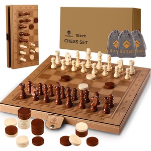 Handcrafted Mango <b>Wood</b> <b>Chess</b> <b>Set</b> with Brass Pieces - Wholesale from India - Product Image 2