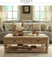 Meubles de salon en bois massif, table basse antique et meuble tv de haute qualité