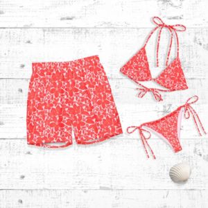 Custom Floral Print Matching Couple Swimwear Set High Quality <b>String</b> <b>Bikini</b> Beachwear Outfits - Product Image 1