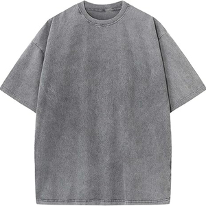 T-shirt Homme Oversize Manches Courtes Col Rond Couleur Unie Décontracté Streetwear 100% Coton Jersey Tricoté Teint Uni Coupe Ajustée - Product Image 5