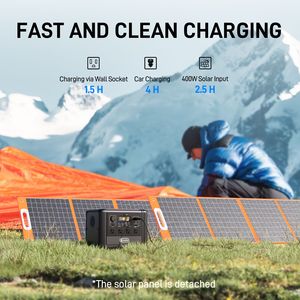 สถานีไฟฟ้าพกพา Flashfish 1200W 968Wh LiFePO4 ความจุสูง พร้อมเครื่องกำเนิดพลังงานแสงอาทิตย์  4 ช่องจ่ายไฟ AC แบตเตอรี่สำรอง - Product Image 2