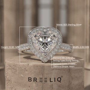 14K Gold Heart Shape Halo Engagement Ring 2 Carat Diamond Pave Band White Gold Romantic <b>Bridal</b> Ring Fine Jewelry OEM Supplier - Product Image 4