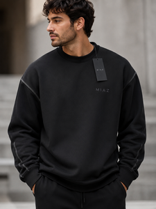 เสื้อสเวตเชิ้ตคอกลมสีน้ำเงินกรมท่าสำหรับผู้ชายจาก Miaz Enterprises ทรงปกติ ผ้าสั่งทำพิเศษ แห้งเร็ว ไม่หดตัว สวมใส่สบาย - Product Image 2