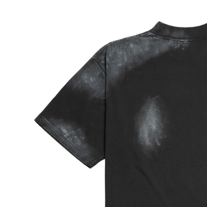 Camiseta Negra Lavada Oversize 100% Algodón Manga Corta Cuello Redondo Estampado Vintage Desgastado Estilo Urbano Casual Moda al por Mayor - Product Image 4