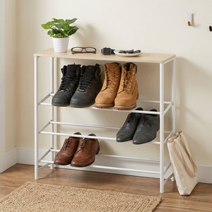 Zapatero moderno de 3 niveles con superficie de madera, diseño independiente que ahorra espacio para la entrada, mueble para el hogar. - Product Image 2