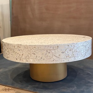 Table en os incrusté de la marque ILAHI, design moderne, détails en agate, rangement, meuble portable pour la maison - Product Image 4