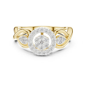 Bague en or jaune 14 carats avec diamant rond cultivé en laboratoire pour femmes |   Vêtements de mariée |   Nouveau diamant cultivé - Product Image 1