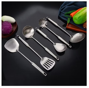Silver Plated <b>Stainless</b> <b>Steel</b> Turner/soup Ladle/rice Spoon/skimmer Heat Insulation <b>Utensils</b> Set <b>Kitchen</b> Use In Wholesale - Product Image 4