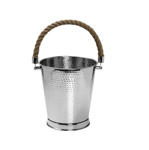 Stainless Steel <b>Ice</b> <b>Bucket</b> With Rope Handle Round Classic Design <b>Silver</b> Finish Metal Wine Chiller <b>Bucket</b> industrial Design - Product Image 6