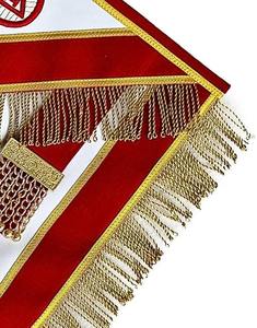 Tablier de Grand Prêtre de l'Arche Royale – Broderie à la main en fils métalliques, 100% peau d'agneau, tissu en velours rouge type peau d'agneau - Product Image 6