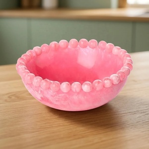 <b>Pink</b> Beaded Resin Cute Design Handmade Polished Food Grade Eco-Friendly Party Stocked Food Serving <b>Bowl</b> by Artizon Studio - Product Image 5