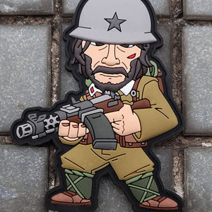 3D Rubber Patch with Embroidered Rifle Design Iron-On PVC Character Decorative <b>Badge</b> for Hats - Product Image 5