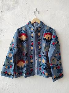 Floral Embroidered Tnt Suzani <b>Jacket</b>: Boho <b>Short</b> Coat - Product Image 5