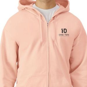 Midweight Fleece Adult Full <b>Zip</b> <b>Hooded</b> Sweatshirt Dusty Rose Soft Warm Casual Hoodie Jacket Comfortable Custom Wholesale - Product Image 4