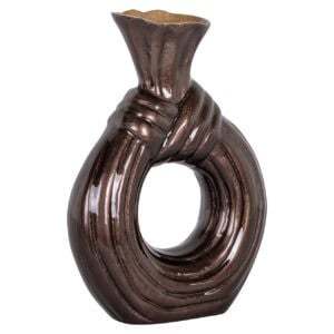 Jarrón de Mesa de Bronce Contemporáneo de Lujo, Hecho a Mano, Forma Ovalada, 25 cm de Altura, Pieza de Arte Decorativa - Product Image 4