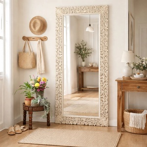 Handcrafted Wooden Round <b>Mirror</b> Ornamental Rustic <b>Frame</b> Stylish Decorative Accent for Chic Home Styling - Product Image 6