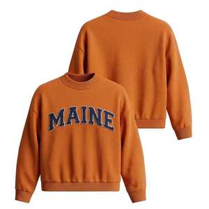 Pull blanc pour femme à col ras du cou, broderie lettres Hawaï, manches longues, streetwear hiver, tricoté décontracté 200g, tenues universitaires - Product Image 5