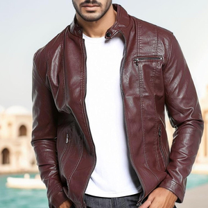 2026 Pakistan <b>Men</b> Leather <b>Jacket</b> Autumn <b>Men's</b> Casual Zipper Leather <b>Jacket</b> <b>Men</b> Clothing Slim Long Sleeve <b>jacket</b> for <b>men</b> - Product Image 5