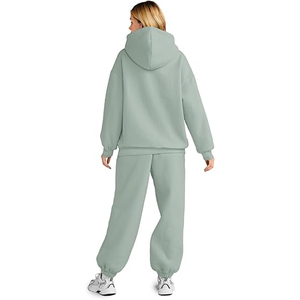 Conjunto de Sudadera con Capucha y Pantalones de Felpa Extra Grandes para Mujer, Chándal Informal de Invierno de Dos Piezas, Ropa de Estar por Casa, Mezcla de Algodón Suave - Product Image 3