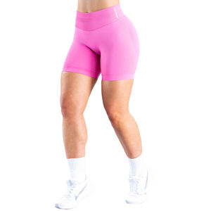 Women's High Waist Solid Color Sporty Sports <b>Shorts</b> Knitted Spandex/Nylon Breathable Elastic Waist Regular Fit XS - Product Image 4