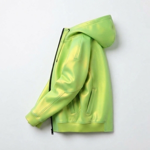Unisex Hooded Real <b>Jacket</b> Solid Green <b>Waterproof</b> Casual Spring Wear Regular Fit Pullover Style - Product Image 2