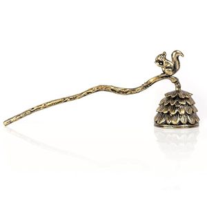 Brass Squirrel <b>Pinecone</b> Aroma Burner Decorative Candle snuffer for Aromatherapy Home Decor - Product Image 1
