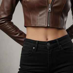 Veste matelassée en cuir pour femme, respirante, imperméable, écologique, réversible, vêtement d'extérieur décontracté pour l'hiver - Product Image 4