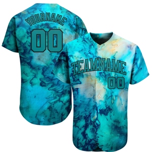 Wholesale Best Selling OMMIZ INDUSTRY Custom <b>Tie</b> Dye Teal-<b>Black</b> 3D Authentic Baseball Jersey - Product Image 6