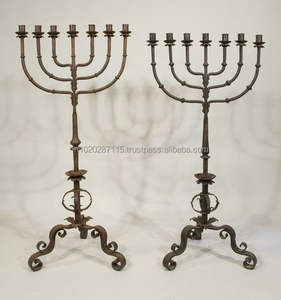 Heavy handcrafted <b>vintage</b> look iron candelabra for mantels <b>bookshelves</b> or dramatic living room table centerpieces - Product Image 3