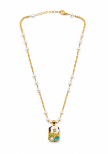 Collar Personalizado con Baño de Rodio, Colgante Floral Esmaltado, Cadena con Acento de Perla de Agua Dulce, Joyería Fina de Herencia, Set de Regalo para Mujer - Product Image 2