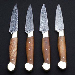 Ensemble de couteaux à steak de cuisine en acier Damas personnalisé, lame pleine longueur, manche en bois, pour survie en extérieur, camping, usage hôtelier, vente en gros, ambidextre - Product Image 5