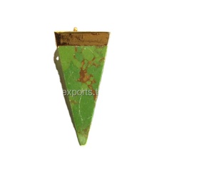 Colgante de acero inoxidable con baño de oro de 18 quilates, diseño de pirámide con piedra turquesa verde cobre, estilo étnico, para niños, ideal para regalo o para hacer dijes DIY. - Product Image 6