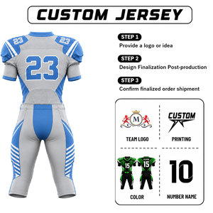 Maillot de football américain personnalisé pour homme adulte, impression par sublimation, polyester respirant, col en V, manches courtes, uniforme d'équipe ajusté - Product Image 3