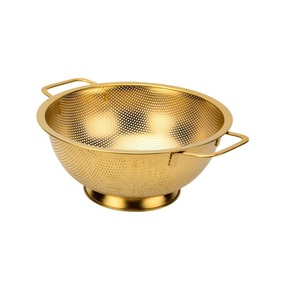 Premium Perforated Metal <b>Colander</b> Bowl For Home Cooking Pasta Draining Fruit Rinsing And Vegetable Cleaning - Product Image 5
