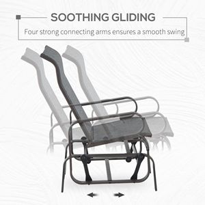 Sedia a dondolo Pe per patio, grigia, con braccioli scorrevoli e struttura leggera - Product Image 4
