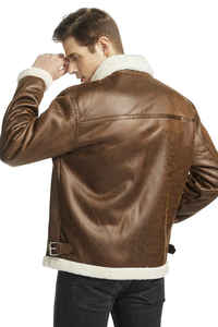 <b>Men's</b> <b>Long</b> PU <b>Leather</b> Jacket With Fur Hood Waterproof Winter <b>Coat</b> Casual Outerwear Thick Faux Fur Lining Single Breasted - Product Image 5