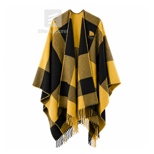 Custom National Coalition of 100 <b>Black</b> Women cape <b>shawl</b> embroidered logo on front <b>black</b> and gold color blocking for Female - Product Image 1